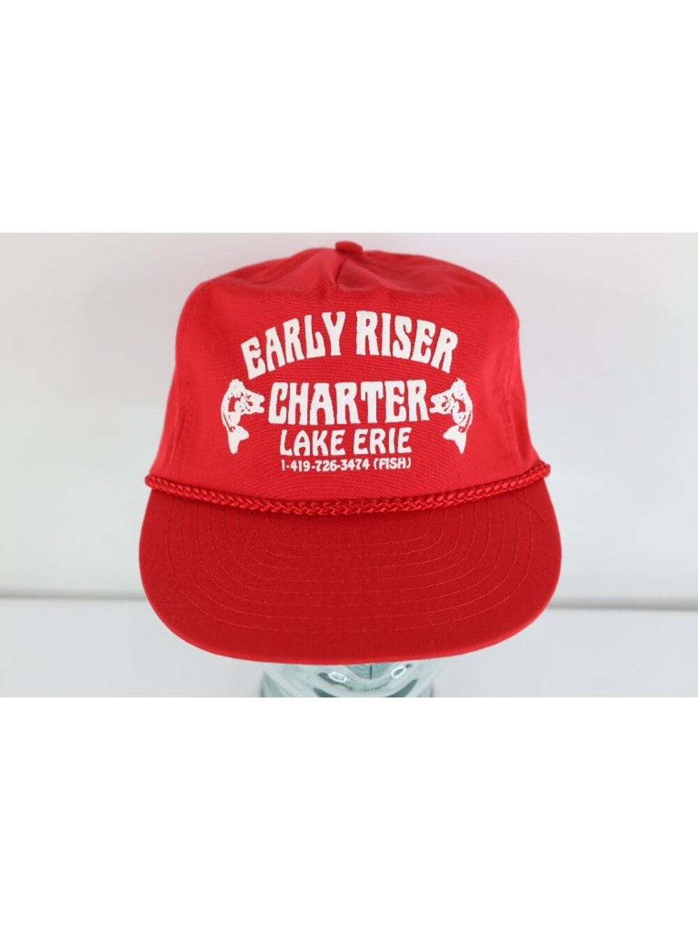 Vintage 80s 90s Streetwear Early Riser Charter Lake Erie Fishing Snapback Hat